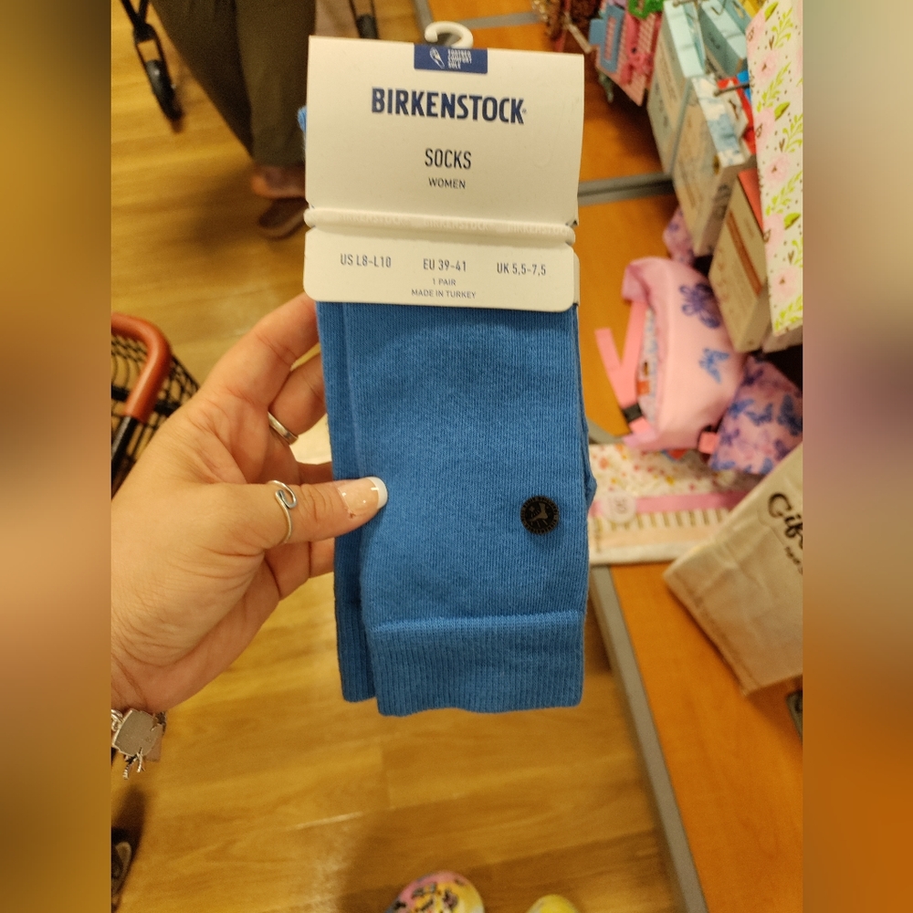 Birkenstock Cotton Sole Blue Socks Size 8-10